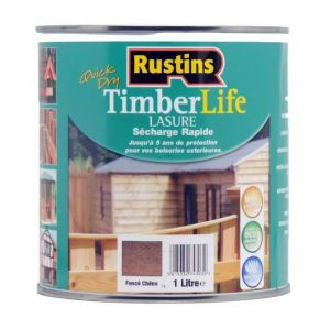 Lasure ch&ecirc;ne fonc&eacute; &agrave; s&eacute;chage rapide pour le bois ext&eacute;rieur et les terrasses avec protection UV 5 ans - 12m&sup2;L - 1L