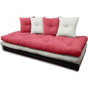 Canap&eacute; tatami &ndash; Minimalisme naturel et confort au ras du sol Rouge-&Eacute;cru 80x200 cm