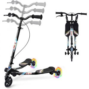 Trottinette Swing - SUTEO - Flicker 3-8 Ans - Roues LED - Hauteur Ajustable - Noir
