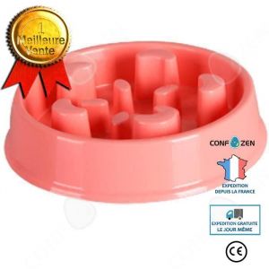 Gamelle anti glouton - CONFO - Rose - Plastique - Pour Chien et Chat - Sûre et non toxique