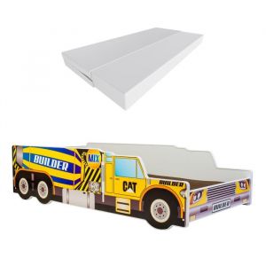 Lit enfant « CAMION-BÉTONNIÈRE » sommier avec matelas 160 x 80 cm.