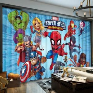 DCL-3055 Explosion &eacute;t&eacute; dessin anim&eacute; les Avengers rideau chambre enfant chambre gar&ccedil;on Spiderman baie fen&ecirc;tre rideau occultant