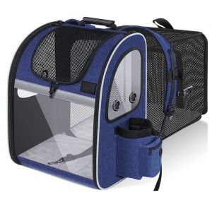 Sac Transport Chat Sac à Dos Chat  Extensible pour Chien avec Peluche Amovible Et Laisse De Sécurité Intérieure Sac à Dos Pliable