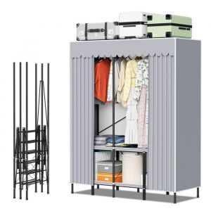 Ikodm Armoire de Rangement Chambre pour vêtements - Pliable - Résistant à la poussière - Noir PENDERIE SOUPLE