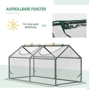 Feuille &eacute;paissie Serre en plastique avec fen&ecirc;tre serre en PVC 120x60x60 cm serre transparente pour tomates & ch&acirc;ssis de couche p