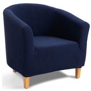 Housse de Fauteuil ChesterfieldJacquard Housse de Canapé Tub Chair Extensible Extensible(Housse de Chaise de BainBleu Foncé)