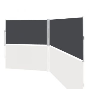 Ikodm Double Auvent latéral Paravent Extérieur 180x600cm Rétractable Store latéral patio Protection Résistant Gris PARAVENT