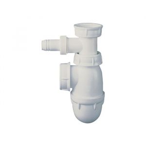 Siphon &eacute;vier r&eacute;glable avec prise pour m&acirc;chine &agrave; laver &Oslash;40/49 - NF