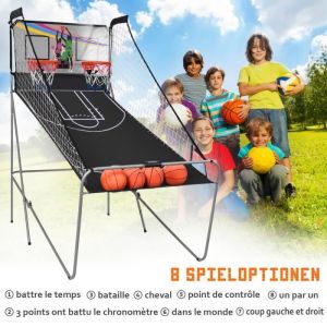 COSTWAY Jeu de Basketball Arcade Double Shootout Double Panier Compteur Electronique avec 4 Ballons,1 Pompe Panier de Basket Pliable