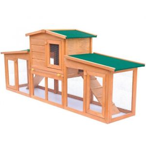 Clapier dextérieur avec 2 Etages Bois Brun 190x46x85 cm Cage à Lapins Multiples Utilisations Maison Lapin Enclos