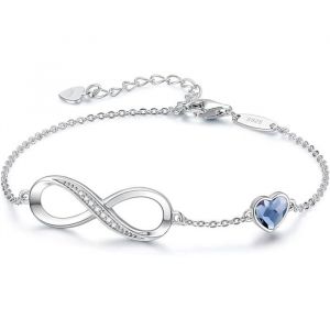 Bracelet Femme Argent Infini Bracelet Pour Femme En Argent Avec Zircone Cubique Signe Infini Cœur Bijoux Cadeaux Pour Femme Mèr