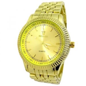 MONTRE HOMME BLANC OR &Eacute;PAISSE DOR&Eacute; XL ROND BOSS GRAND BIG DADDY ID&Eacute;E CADEAU TOP