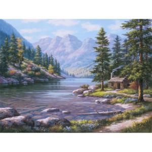 Peinture par Numéro - YEESAM ART - Montagne Forêt Rivière - 40x50 cm - Acrylique - Adulte