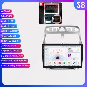 9 pouces Android 12 Auto autoradio pour Peugeot 307 307CC 307SW 2006-2013 Carplay 2din multimédia GPS stéréo Navi 4G WiFi Bluetooth