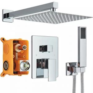 Colonne de Douche Encastrée-Ensemble Douche mitigeur de douche Encastrable -Tête de douche carrée 30cm Suguword