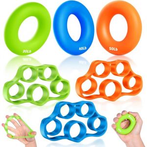 6 Pi&egrave;ces Hand Grip Musculation en Silice - Exerciseur de Main et Doigts - 3 niveaux de r&eacute;sistance Musculation Main - pour