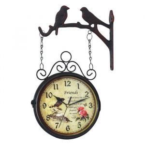 Horloge murale en fer forg&eacute; antique - UNBRANDED - Double face - 8 pouces - Noir