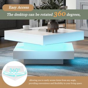 Deuxième génération épaissie et accueillante couleur blanc carré haute brillance table basse avec zigzag pivotant style moderne