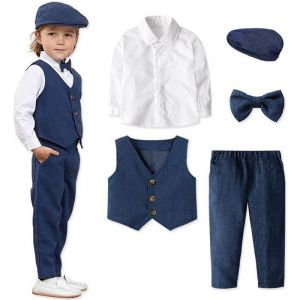 Costume Enfant Garcon Mariage Vestons 3pcs V&ecirc;tements Smoking Eglise P&acirc;ques B&eacute;n&eacute;diction Formel Tenue Manches Longues 12 Mois &agrave; 4 Ans