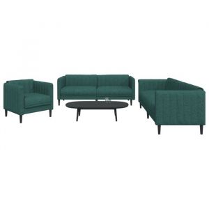 vidaXL Ensemble de canapés 3 pcs vert foncé tissu canapé siège de canapé canapé relax canapé confort fauteuil de 3209233