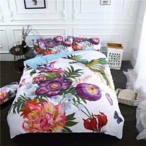 4 piece Fleur en 3D Blanc Parure de lit &ndash; housse de couette 220 * 240cm drap 230X230cm et 2 taies doreiller 48 x 74cm