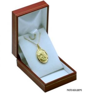 Ensemble pendentif naissance médaille ange pour baptême ou communion avec chaine et écrin et gravure possible enfant bébé femme