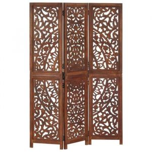 SALE 2025Cloison de séparation 3 panneaux - Paravent intérieur - Marron 120x165cm Bois manguier1504 Kg 6794