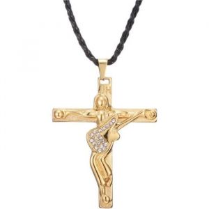 Collier Pendentif Croix Johnny Hallyday En Acier Inoxydable Dor&eacute; - Bijoux Or