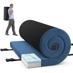 GYMAX Matelas Camping Pliable 183 x 62 x 65 CM Imperm&eacute;able et Antid&eacute;rapant Mousse &agrave; M&eacute;moire Sac de Transport pour Voyage