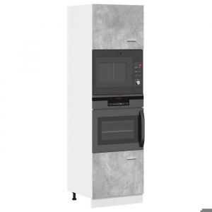 SALE 2025Commode bahut cuisine - Armoire à micro-ondes - Gris béton - 60x57x207 cm - Aggloméré5269 Kg 5379