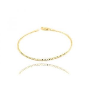 Bracelet - Homme/Femme - 20 cm - Maille Gourmette - Plaqu&eacute; Or Jaune 750/1000 - Fermoir Hame&ccedil;on