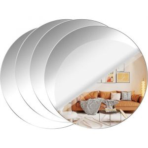 Lot de 4 grands miroirs muraux autocollants ronds en acrylique HD de 30x30 cm sans cadre incassables .