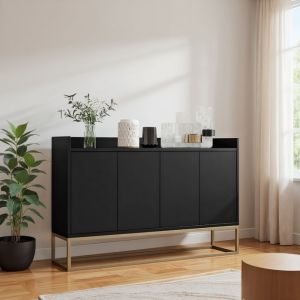 Buffet Buffet bahut Buffet bas salon avec 4 portes 120 x 30 x 80cm noir