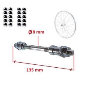 Axe de roue avant vélo diamètre 8mm x longueur 135mm plein + 20x billes acier diamètre 3/16 - Cyclingcolors