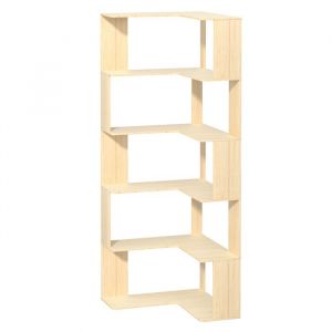 Bibliothèque d’Angle - BIPLUT - Étagère à Livres 5 Niveaux en Bois Massif -  Structure Solide - Rangement Coin pour Salon ou Bureau