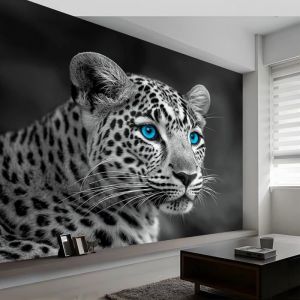 Papier Peint Panoramique LéOpard Animal Papier peint Soie 400x280cm mural Gris Convient pour décoration de villa