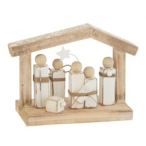 Crèche de Noël en Bois Minimaliste 25cm Naturel