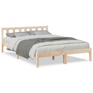 Lit 2 personnes - UU - Cadre de lit extra long - matelas non inclus - 140x210 cm - desgin classique - bois massif pin LL1549