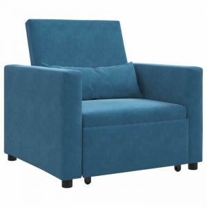 &ldquo;Winter SaleTOP Fauteuil Chaise de relaxation Bleu - Canap&eacute; Lit Simple avec des roues Bleu 90x165x87cm Velours PRO80808