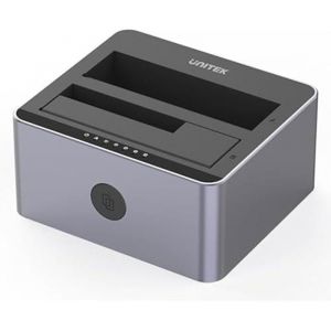 Station daccueil USB 3.0 - UNITEK - Double baie HDD/SSD - Clonage hors ligne - Aluminium - UASP