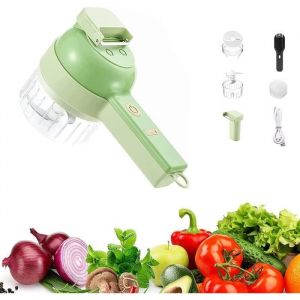 Ensemble de Coupe-légumes électrique Portable 4 en 1 Hachoir à Légumes Petit Robot Culinaire ÉlectriqueTrancheuse et Coupe-légumes
