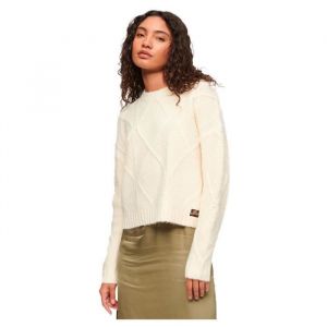 Pull col roulé en grosse maille SUPERDRY - Blanc - Femme - Col roulé
