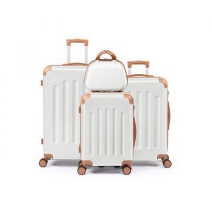ALIGHTUP - Set Valise 4 Pi&egrave;ces  ABS  Valise + Vanity  Lot de Valise  Beige et Marron