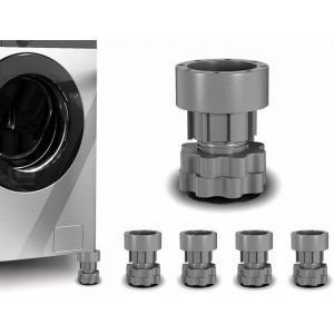 Rehausseur pour machine &agrave; laver - Lot de 4 - Rehausseur r&eacute;glable en hauteur - Tapis anti-chocs pour machine &agrave; laver - Gris
