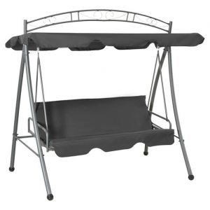 Nouveau Balancelle de jardin - BMD - Balancelle convertible à auvent Anthracite 198x120x205 cm Acier DECO - V1872582