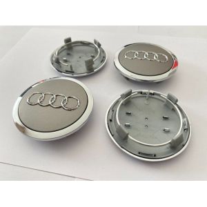 4x Centres de Roue Gris-Chromé 69mm Diamétre Emblème Audi Cache Moyeu De Roue. LBQ69