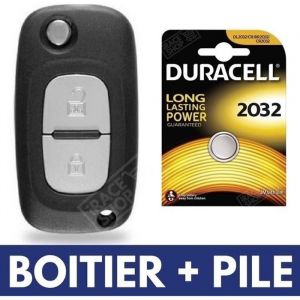 Boitier T&eacute;l&eacute;commande Plip Coque Cl&eacute; pour RENAULT Clio 3 Modus Twingo 2 Kangoo Megane + Pile CR2032 DURACELL