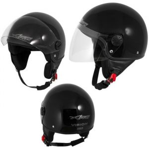 Casque Moto Scooter Vespa Jet Visiere Longue Approuv&eacute; ECE 22 Noir XS