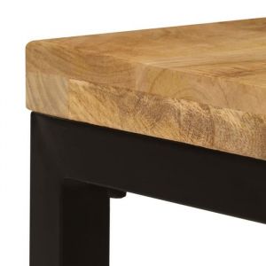 Table basse - MOTHINESSTO - Bois de manguier solide et acier - Laqué - Rectangulaire - Meuble de salon