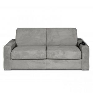Canapé lit convertible express 120cm ARIA ouverture/fermeture AUTOMATIQUE électrique matelas 14cm velours côtelé zoom gris